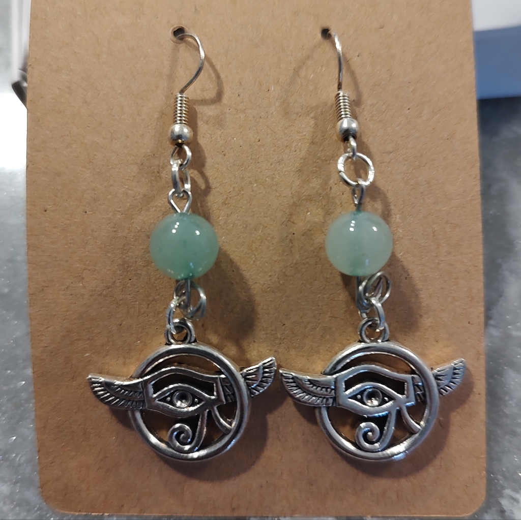 Eye Of Horus EarringsSilver Earrings With Eye Of Horus Design And Green Eye Of Horus EarringsSilver Earrings With Eye Of Horus Design And Green